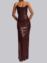 Back Strap Strapless Side Fork Maxi Dresses