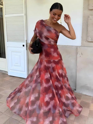 Vacation-style One-shoulder Fitted Long Dress