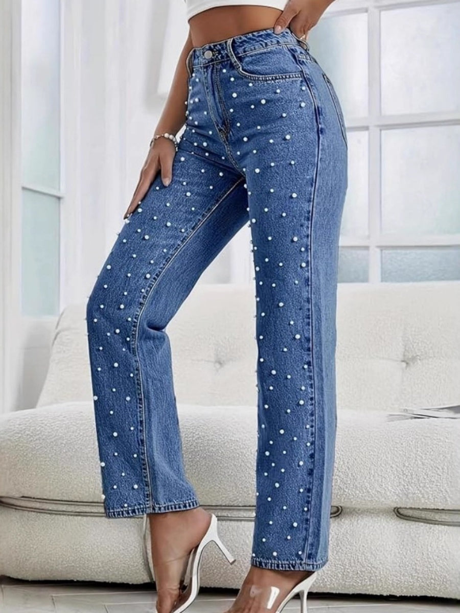 Washed Beaded Jeans