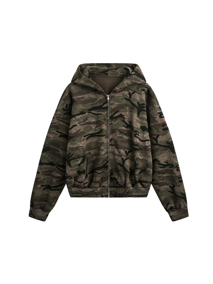 Street Camouflage Cardigan Zipper Hoodies