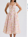 Lace Trim Floral Print Vacation Style Long Dress