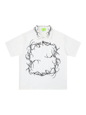 Graffiti Embroidery Loose-fit POLO Shirt