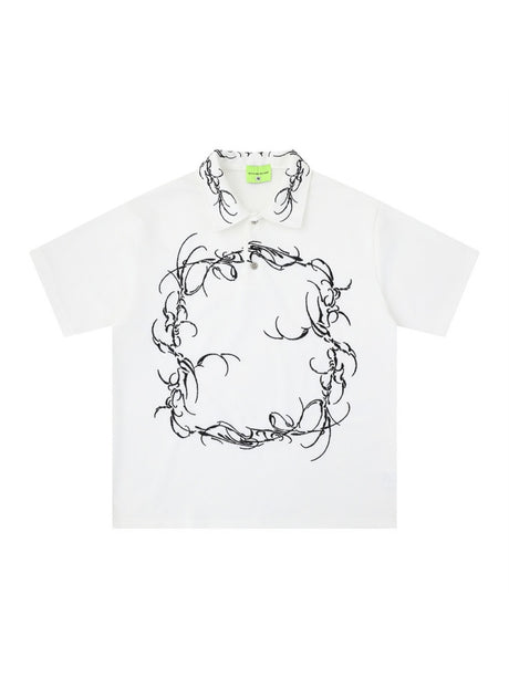Graffiti Embroidery Loose-fit POLO Shirt