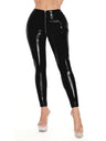Glossy PU Leather Zipper Crotch Pencil Pants Pants