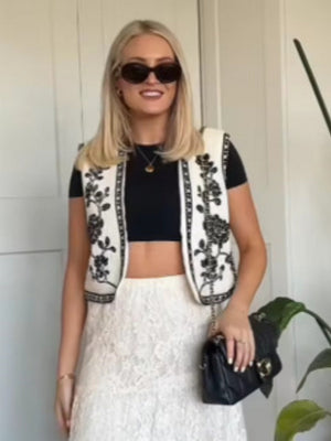 Liber European and American style Women's Embroidered Pattern Vests