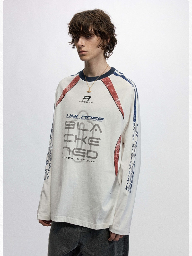 Crew Neck Football Sports Loose Long-sleeved T-shirt