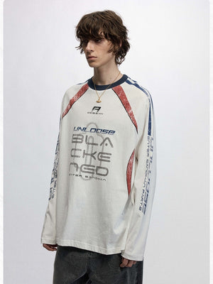 Crew Neck Football Sports Loose Long-sleeved T-shirt