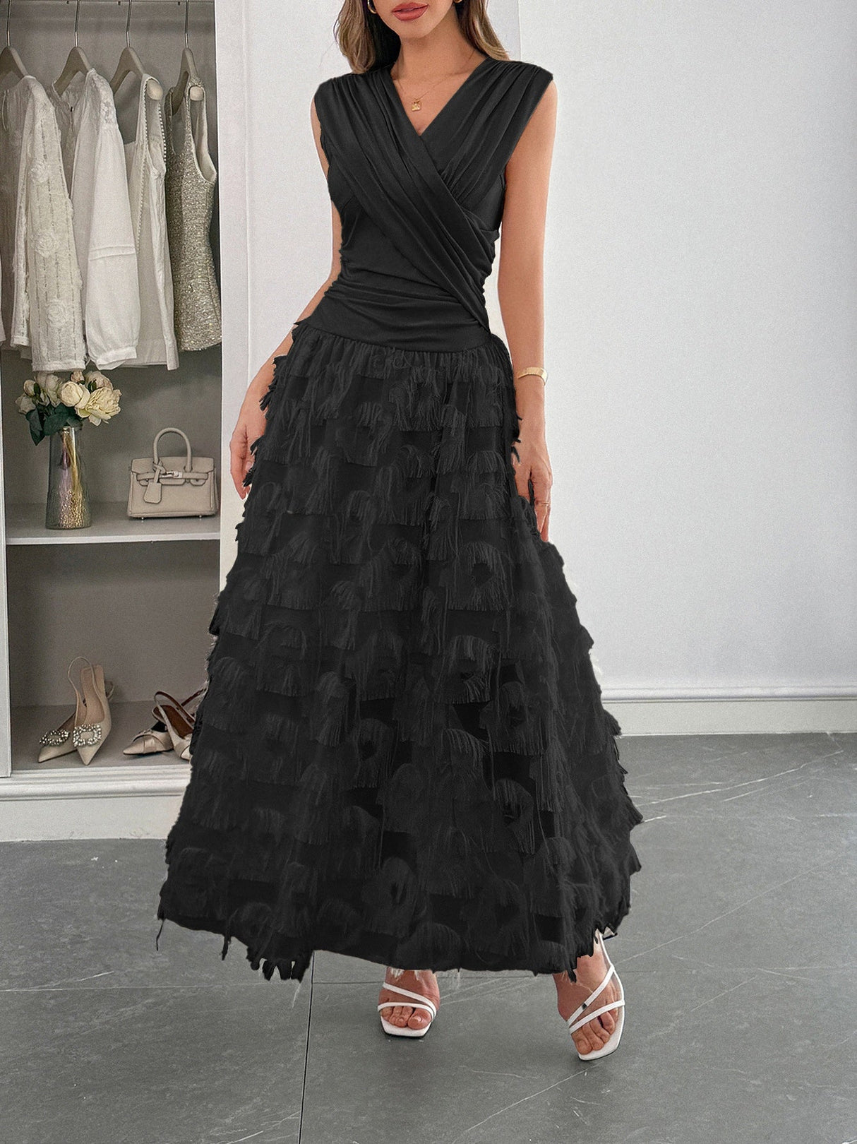 Grace Pleated Splicing Maxi Dresses