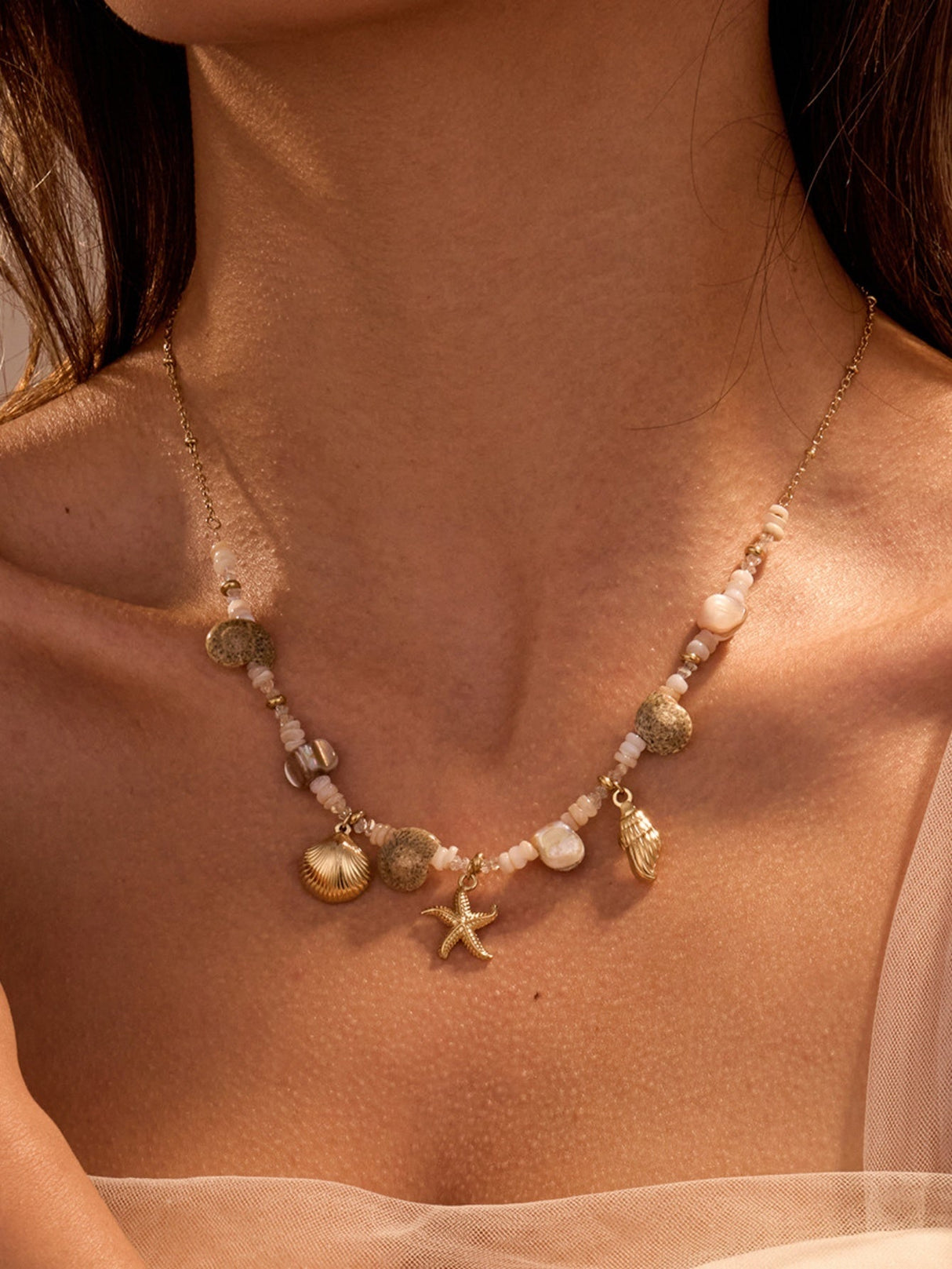 Holiday Conch Starfish Pearl Necklace