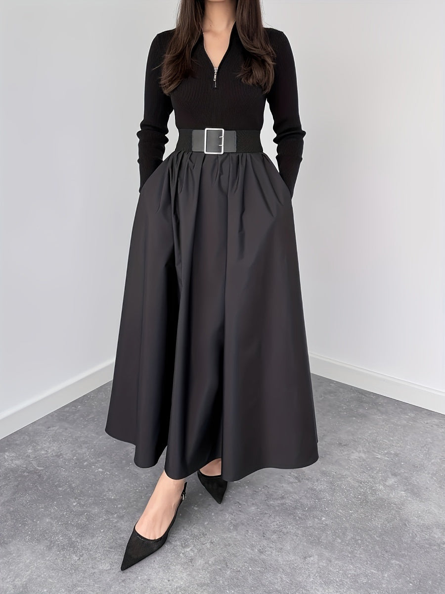 V-neck Big Swing Long Sleeve Parties Maxi Dresses