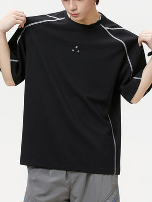 Color-blocked Printed Breathable Sports T-shirts