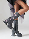 Heart-shaped Platform Mid-calf Boots