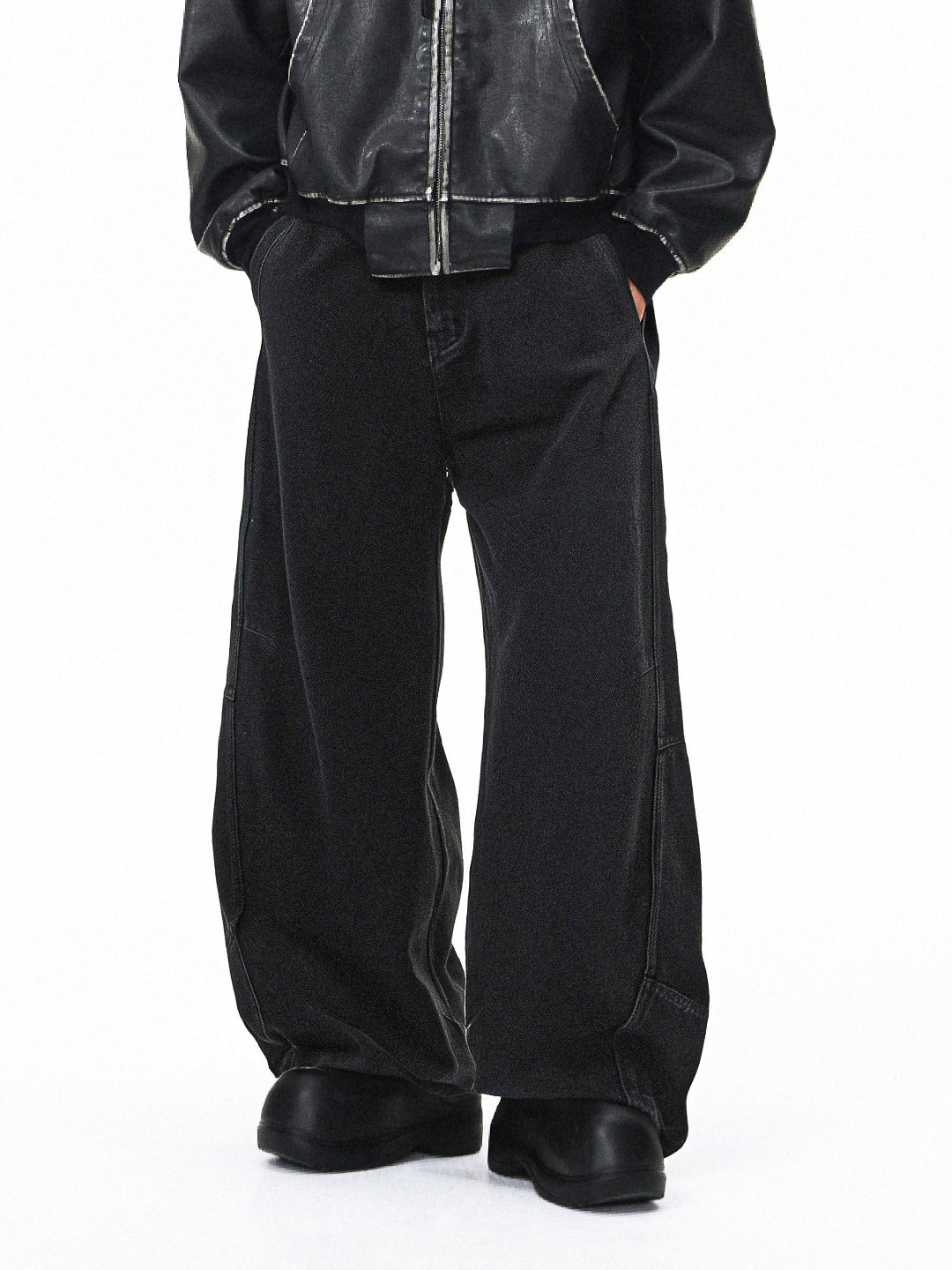 Three-dimensional Tailoring Cleanfit Black Machete Leisure Jeans