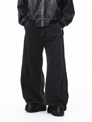 Three-dimensional Tailoring Cleanfit Black Machete Leisure Jeans