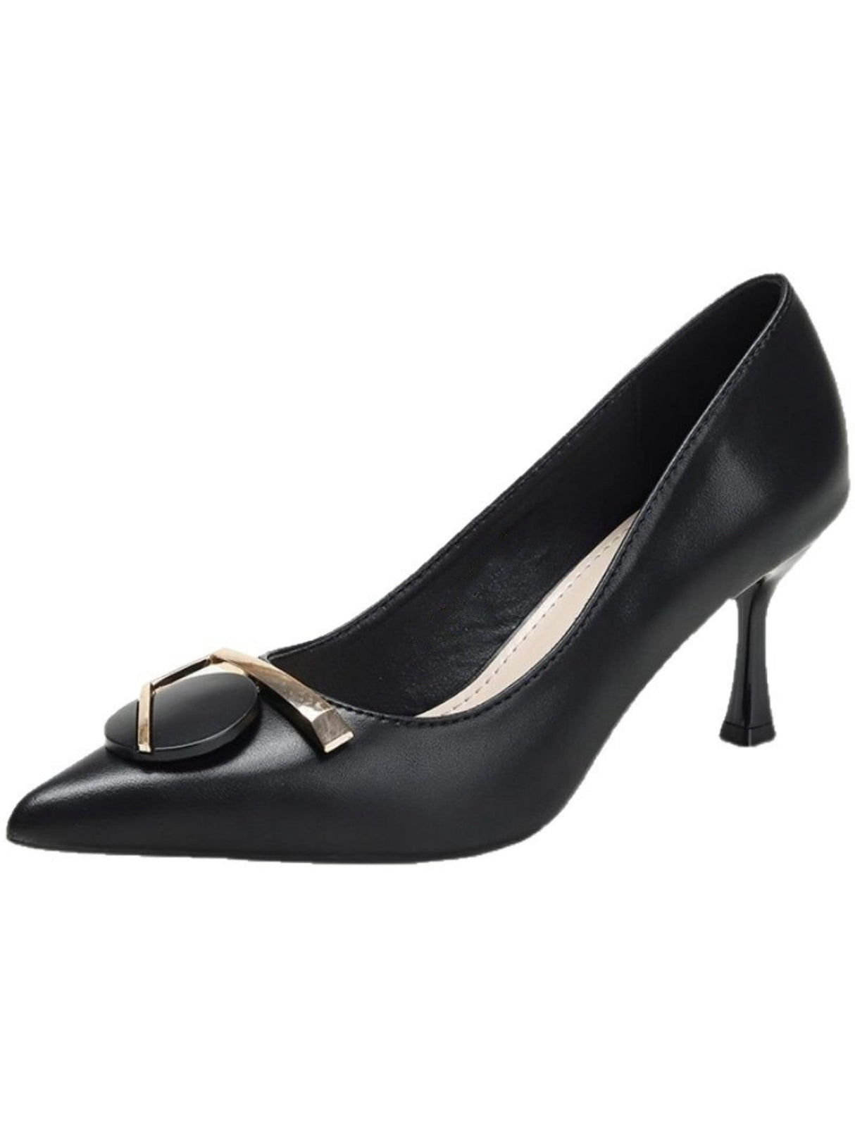 Liber Spring and Autumn Square Buckle Women's High Heels