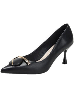 Liber Spring and Autumn Square Buckle Women's High Heels