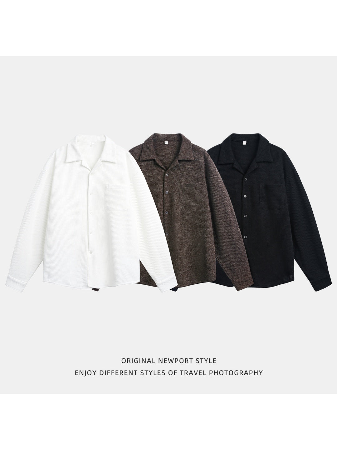 Liber Autumn Men's Pocket decoration Solid Color Shirts