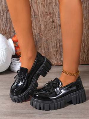 Bow-tie Platform Slip-on Loafers