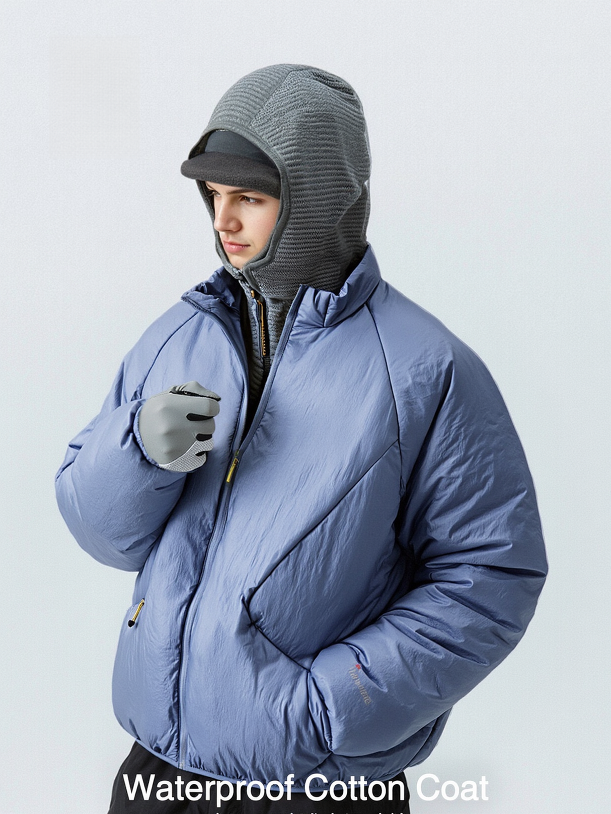 Water-repellent Sports Stand Collar Solid Color Windproof Cotton Jacket