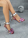 3D Butterfly Polka Dot Strappy High-heeled Sandals