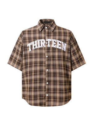 Retro Rivet Letter Embroidery Plaid Shirts