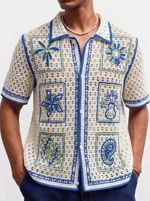 Holiday Style Crochet Hollow Knitting Polo Shirts