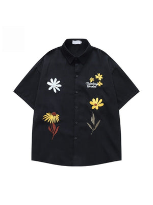 Retro Cityboy Flower Embroidery Shirts