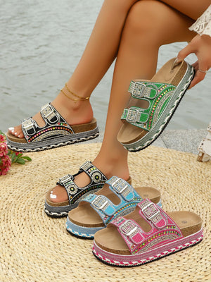 Colorful Rhinestone Platform Sandals