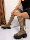 Leopard Print Knee-high Boots, Women's Sock Boots