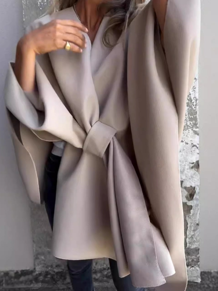 Loose V-neck Shawl Cape Top