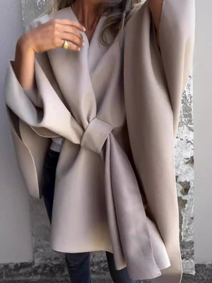 Loose V-neck Shawl Cape Top