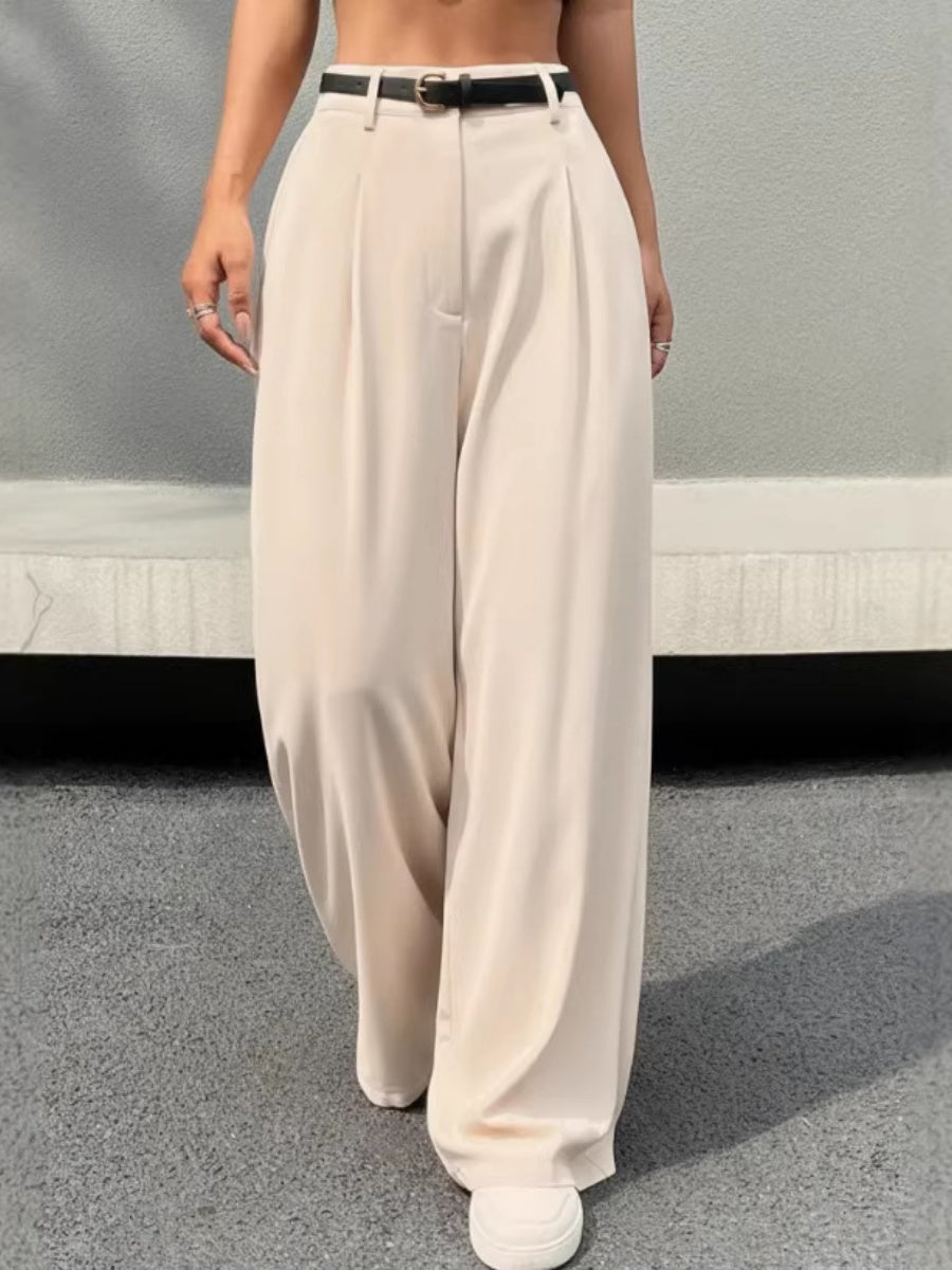 Elegant And Casual Wide-leg Straight Pants With Belt