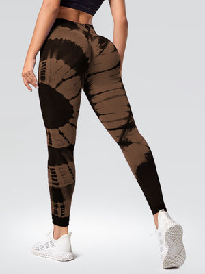 Seamless Tie-dye Jacquard High-waisted Hip Lift Exercise And Fitness Yoga Pants