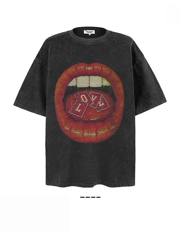 Liber Summer Neutral Printed Mouth T-shirts