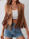 Imitation Suede Tassel Studs Sleeveless Vests