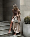 Elegant High-waisted Satin Satin Long Skirt With A Full Hem