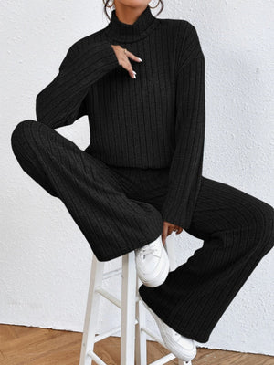 Sweaters Loose Trousers High Collar Two-piece Suit