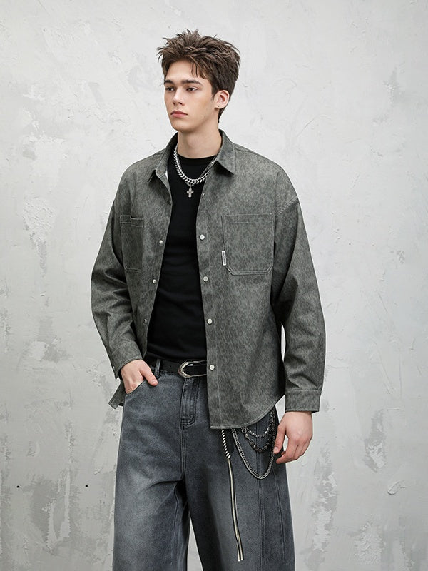 Vintage Distressed Tie-dye Design Loose Long-sleeved Shirt