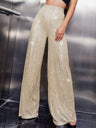 High Waist Sequins, Loose Fit, Drape, Elastic Wide-leg Pants