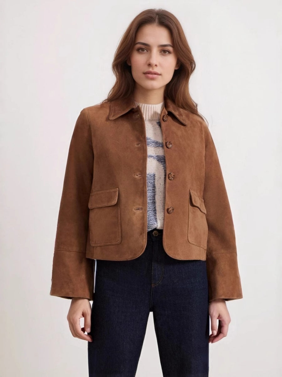 Liber Women's autumn button short clothing Patchwork jacket