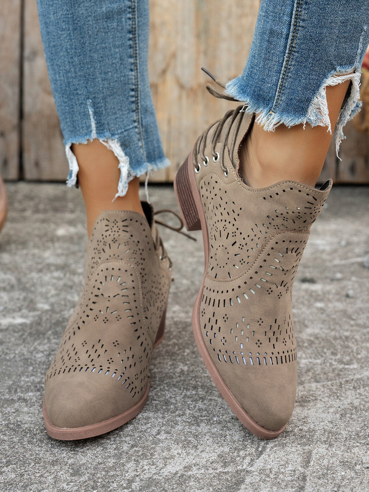 Hollowed-out Open-toe Women's Boots