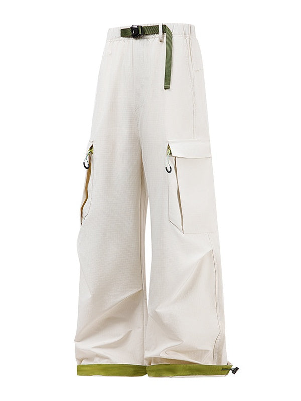 Color-blocked Patchwork Loose-fit Cargo Trousers