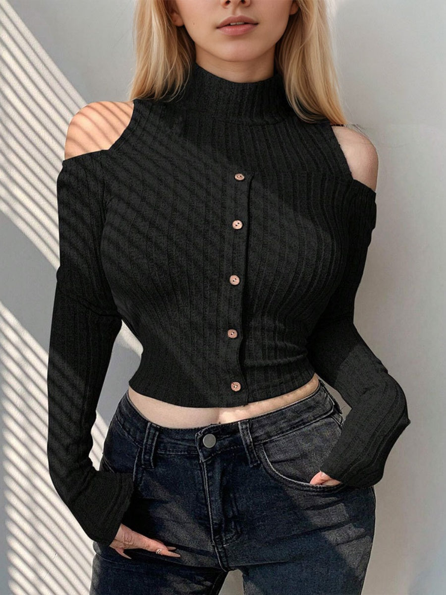 Liber Autumn Women's Off-shoulder Solid Color T-shirts