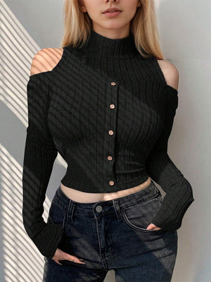 Liber Autumn Women's Off-shoulder Solid Color T-shirts