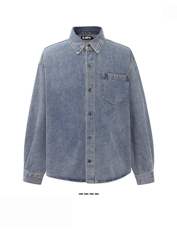 Vintage Washing Old Retro Blue  Denim Shirts