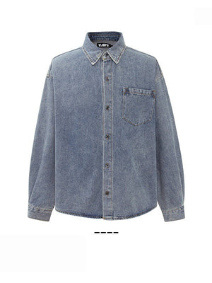 Vintage Washing Old Retro Blue  Denim Shirts