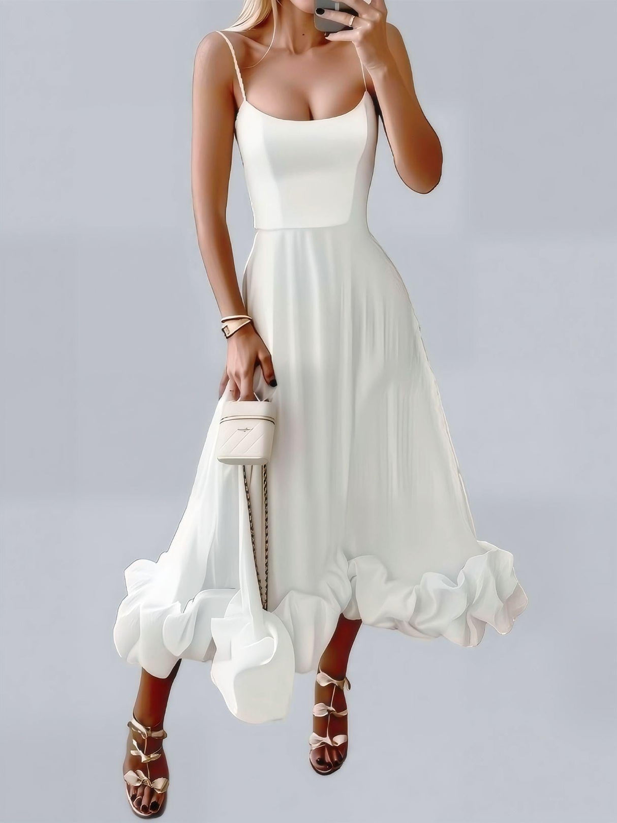 Large Skirt 3D Flowers Camisoles Maxi Dresses