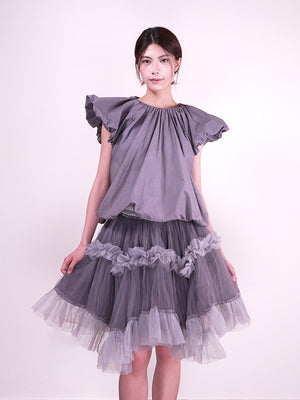 Short-sleeved Top With Small Waves