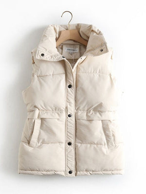 Short Loose And Versatile Pocket Stand Collar Down Jackets Vests