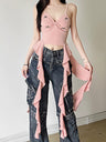 Bow Wavy Edge Sweet Tank Tops&Camis